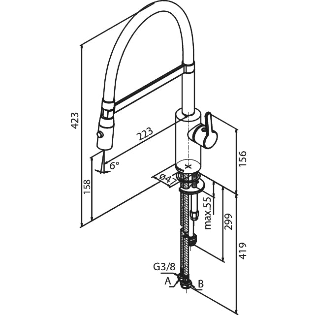 Damixa Silhouet Pro Keukenmengkraan Steel