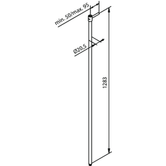 Maattekening Damixa douchepijp verlengd 1300 mm 76615