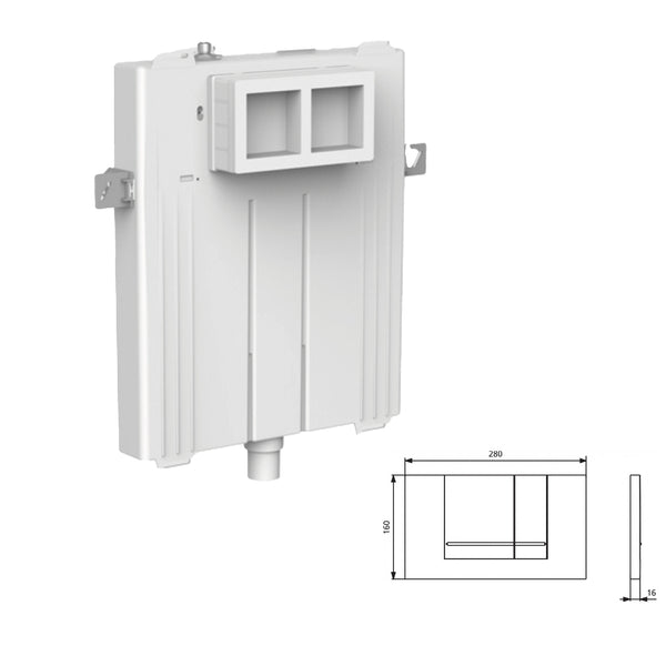 Sanit onderdelen 8cm ondiep inbouw reservoir met medium opening 2007-2014 CC-80-M-FO-2V-L