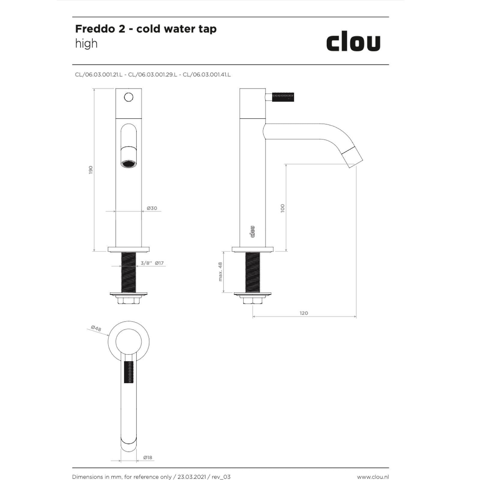 CLOU Freddo 2 fonteinkraan hoge versie