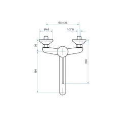 Emmevi Professionali Keukenkraan Giglio met ergonomische greep wand opbouw hoh 15cm en draaibare uitloop 180mm Chroom