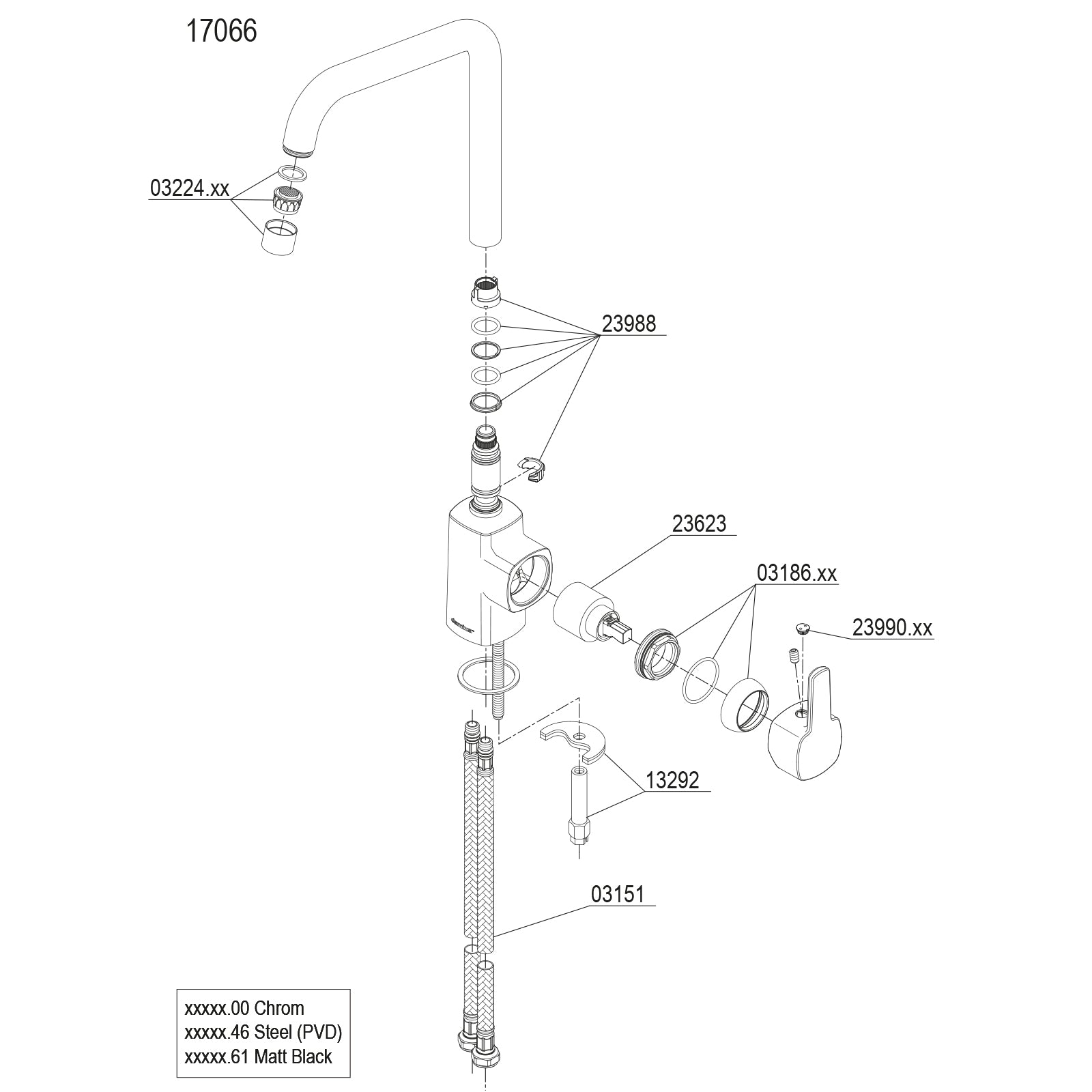 Damixa Pine Keukenmengkraan Staal PVD