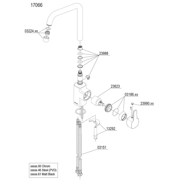 Damixa Pine Keukenmengkraan Staal PVD