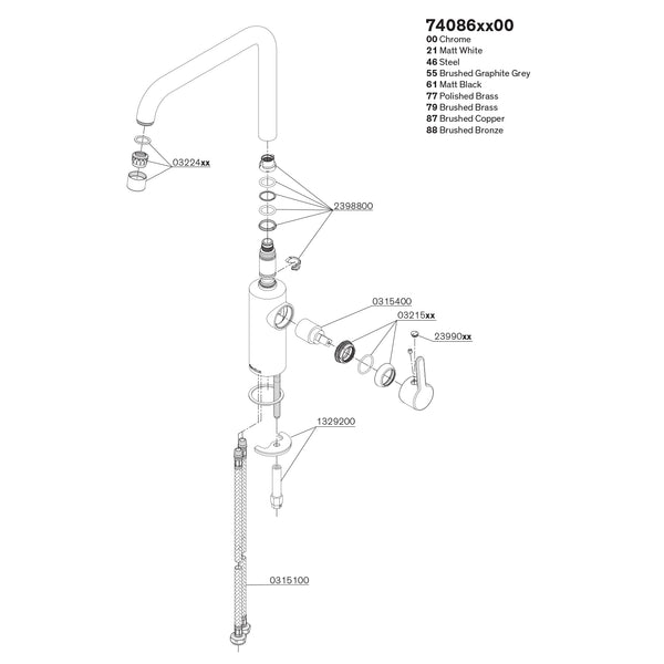 Damixa Silhouette kitchen mixer tap high spout stainless steel