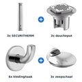 Delabie douche-opstelling thermostatisch 3 douches SECURITHERM aluminium met RVS glanzend - overzicht