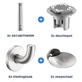Delabie douche-opstelling thermostatisch 3 douches SECURITHERM aluminium met RVS mat - overzicht