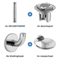 Delabie douche-opstelling thermostatisch 4 douches SECURITHERM aluminium met RVS glanzend - overzicht