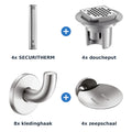 Delabie douche-opstelling thermostatisch 4 douches SECURITHERM aluminium met RVS mat - overzicht