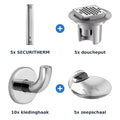 Delabie douche-opstelling thermostatisch 5 douches SECURITHERM aluminium met RVS glanzend - overzicht