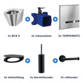 Delabie toiletopstelling elektronisch 3 toiletten BCN S + TEMPOMATIC op batterij met accessoires mat zwart - inhoud van de set