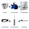 Delabie toiletopstelling elektronisch 3 toiletten BCN S + TEMPOMATIC op netspanning met accessoires RVS glanzend - inhoud van de set