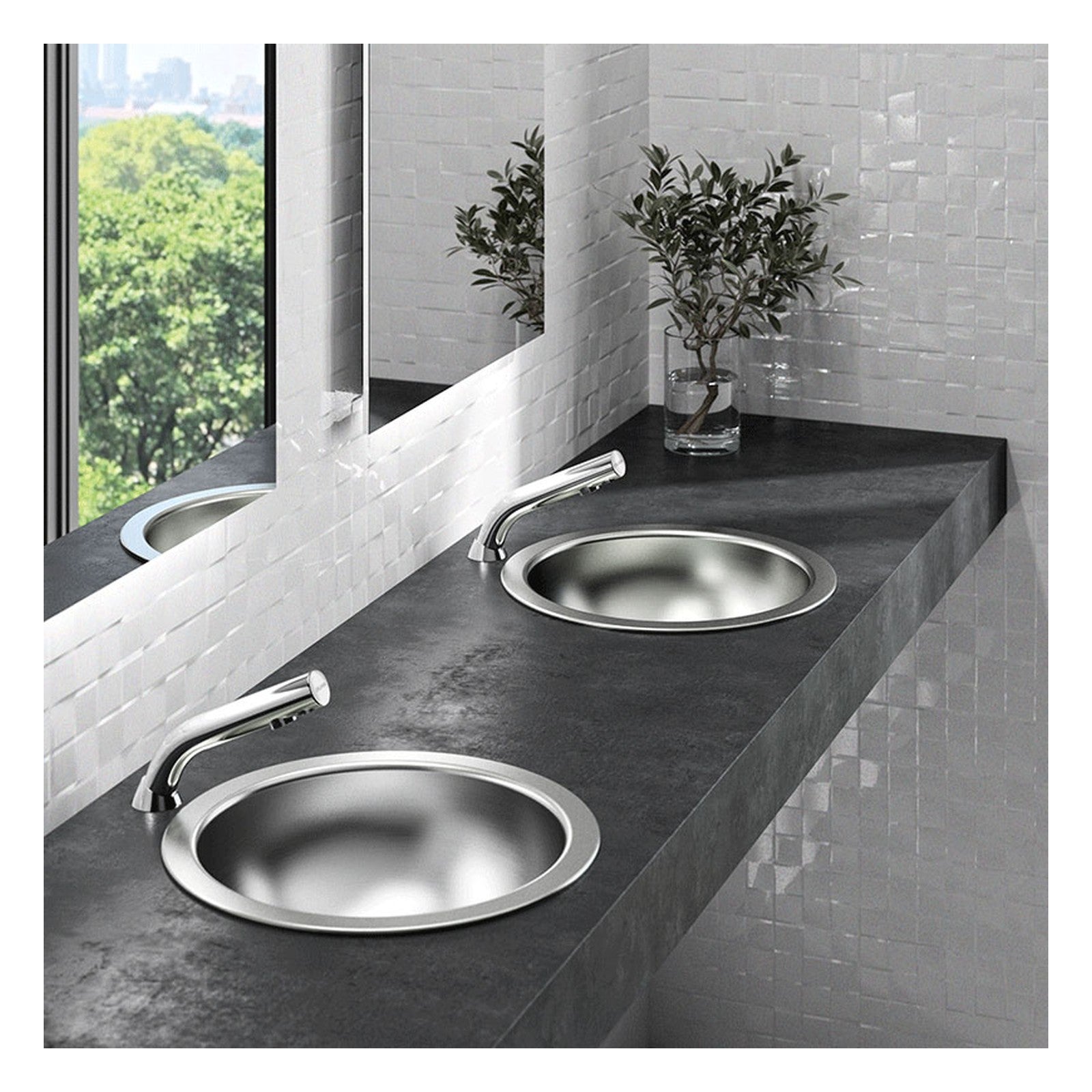 Delabie HEMI ronde inbouw waskom Ø385 mm RVS mat - afbeelding 2