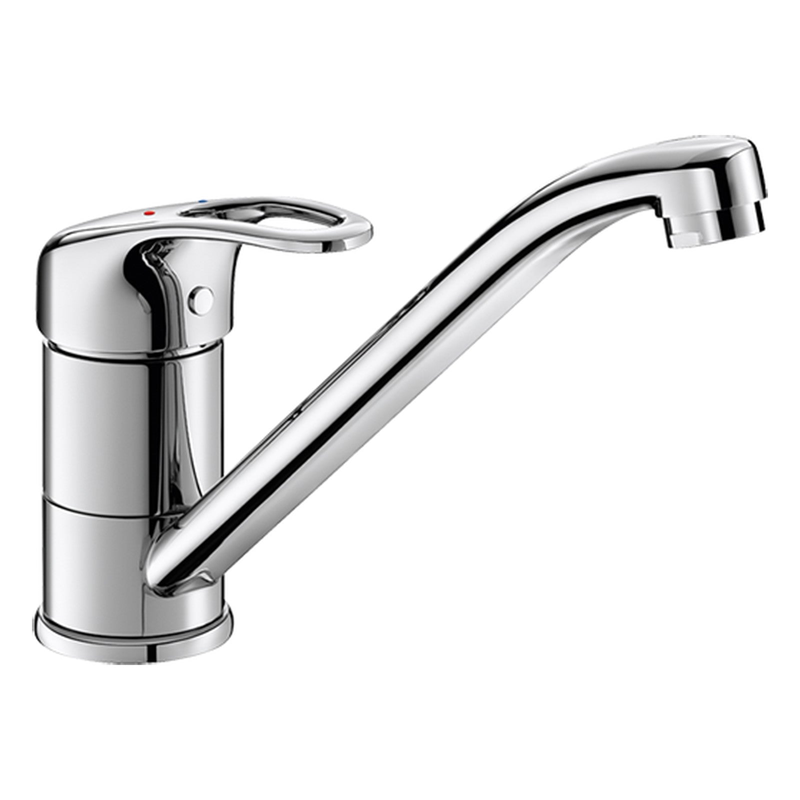 Delabie Mechanische mengkraan voor spoeltafel of trog met open greep en draaibare uitloop 215 mm chroom