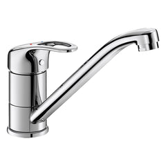 Delabie Mechanische mengkraan voor spoeltafel of trog met open greep en draaibare uitloop 215 mm chroom