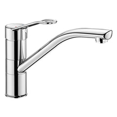 Delabie Mechanische mengkraan voor spoeltafel of trog met open greep en draaibare uitloop 230 mm chroom