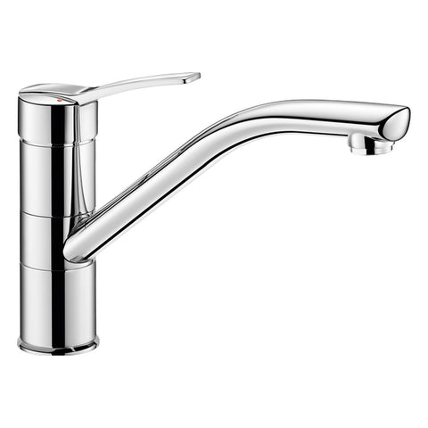 Delabie Mechanische mengkraan voor spoeltafel of trog met volle greep en draaibare uitloop 230 mm chroom