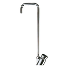 Delabie Kraan met zwanenhalsuitloop voor drinkfontein met aansluiting kunststof buis 4x6 direct sluitend chroom