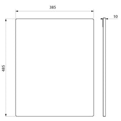 Delabie Onbreekbare RVS spiegel 385 x 485 mm - maattekening