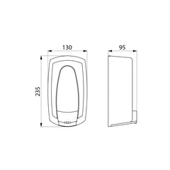 Delabie Zeepdispenser muurmodel 0,9 liter wit ABS - maattekening