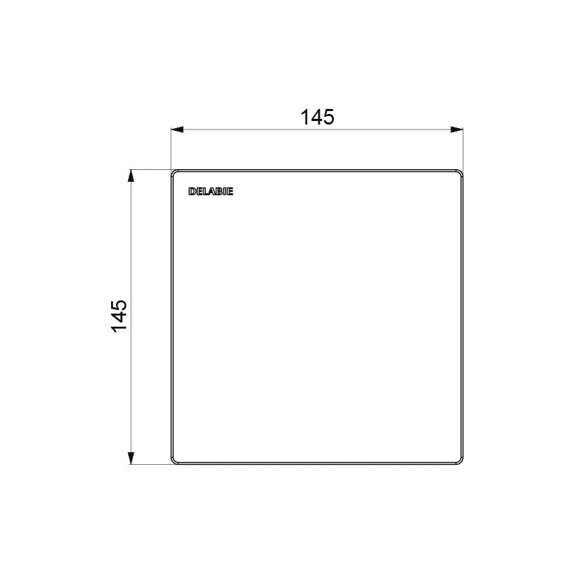 Delabie TEMPOMATIC 4 elektronische urinoirspoeler bedieningsplaat netspanning zwart glas - maattekening