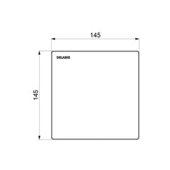 Delabie TEMPOMATIC 4 elektronische urinoirspoeler bedieningsplaat netspanning zwart glas - maattekening