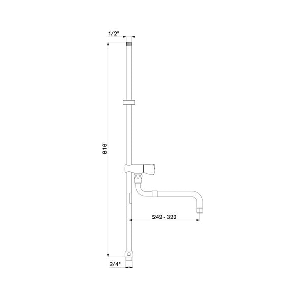 Delabie Voorspoelinstallatie met lange zuil 3/4" + uitloop  Art. 433802