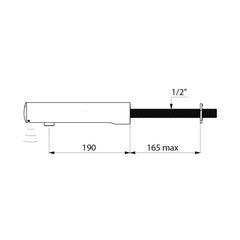 Delabie TEMPOMATIC 4 elektronische wandkraan voor wastafel door de muur 6V batterij uitloop 190 mm chroom - maattekening