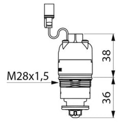 Delabie Elektroventiel 6V met debietregeling voor TEMPOMATIC 3 en 4 - maattekening