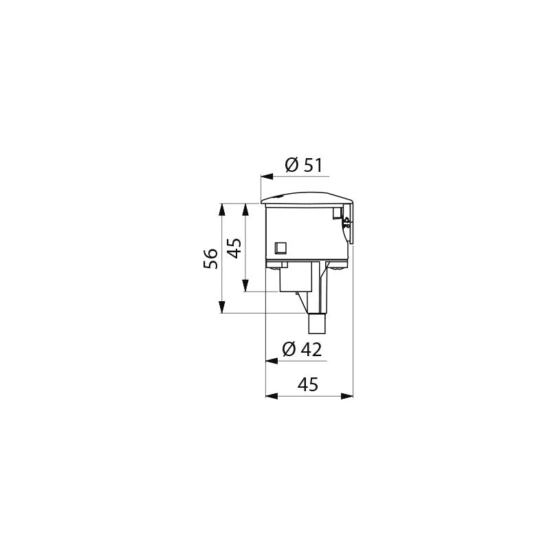 Delabie Elektronische sturing TEMPOMATIC 4 wastafelkraan netspanning - maattekening