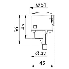 Delabie Elektronische sturing TEMPOMATIC 4 wastafelkraan 6V batterij - maattekening