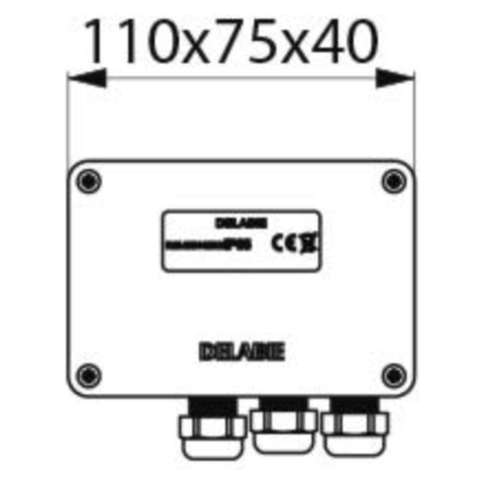 Delabie Elektronische sturing 230/12V voor TEMPOMATIC - maattekening
