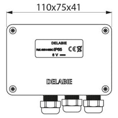 Delabie Elektronische sturing 6V batterij IP65 voor TEMPOMATIC - maattekening