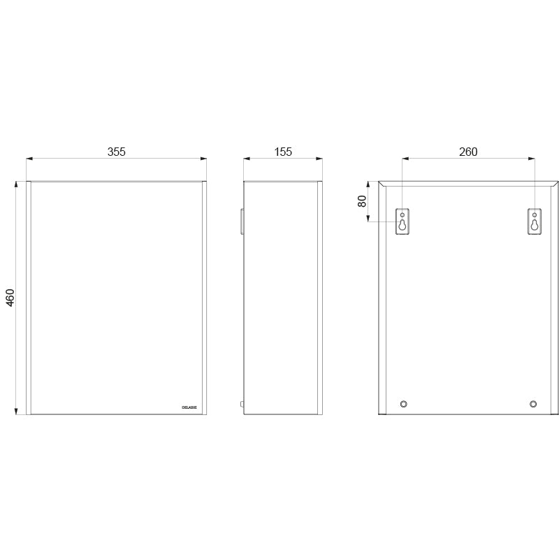 Delabie Afvalkorf muurmodel 25 liter RVS mat - maattekening