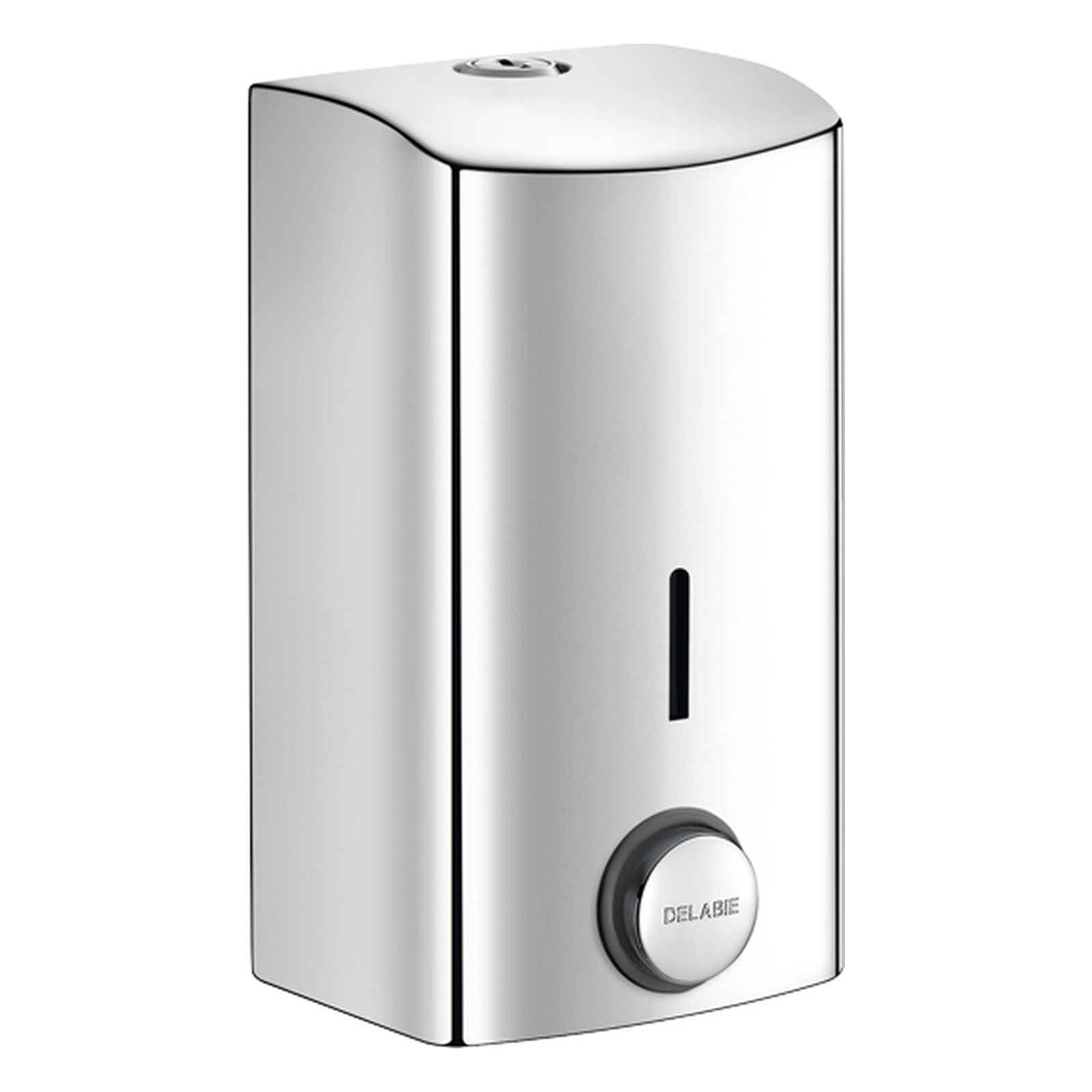 Delabie Zeepdispenser muurmodel met soepele drukknop 0,5 liter RVS glanzend