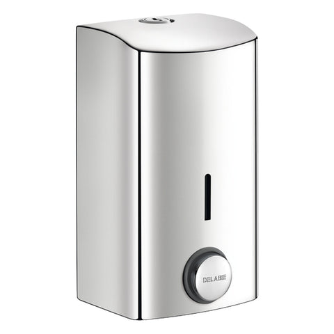 Delabie Zeepdispenser muurmodel met soepele drukknop 0,5 liter RVS glanzend