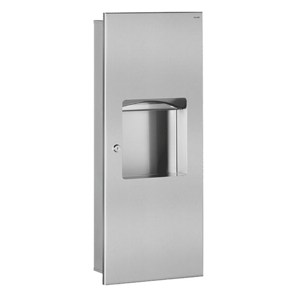 Delabie Inbouw combinatie handdoekdispenser en afvalbak 10 liter RVS mat