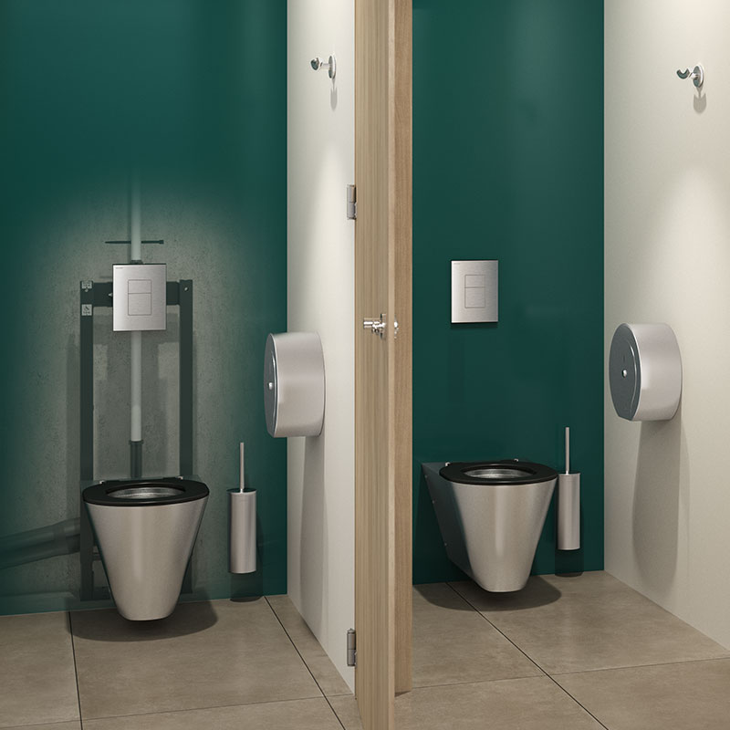 Delabie TEMPOFIX 3 zelfdragend voorwandsysteem toilet zelfsluitend of batterij afvoer 90 mm - afbeelding 2