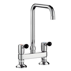 Delabie Tweegats mengkraan op blad hartafstand 150 mm 60 l/min uitloop L.300 chroom