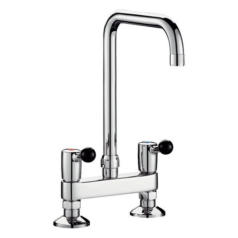 Delabie Tweegats mengkraan op blad hartafstand 150 mm 60 l/min uitloop L.300 chroom