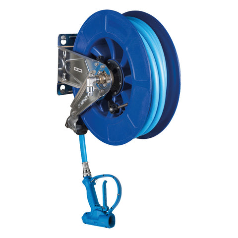 Delabie Automatische slanghaspel ABS met slang 15 m en schokbestendig waterpistool