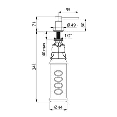 Delabie Zeepdispenser op blad met reservoir 0,5 liter RVS glanzend - maattekening