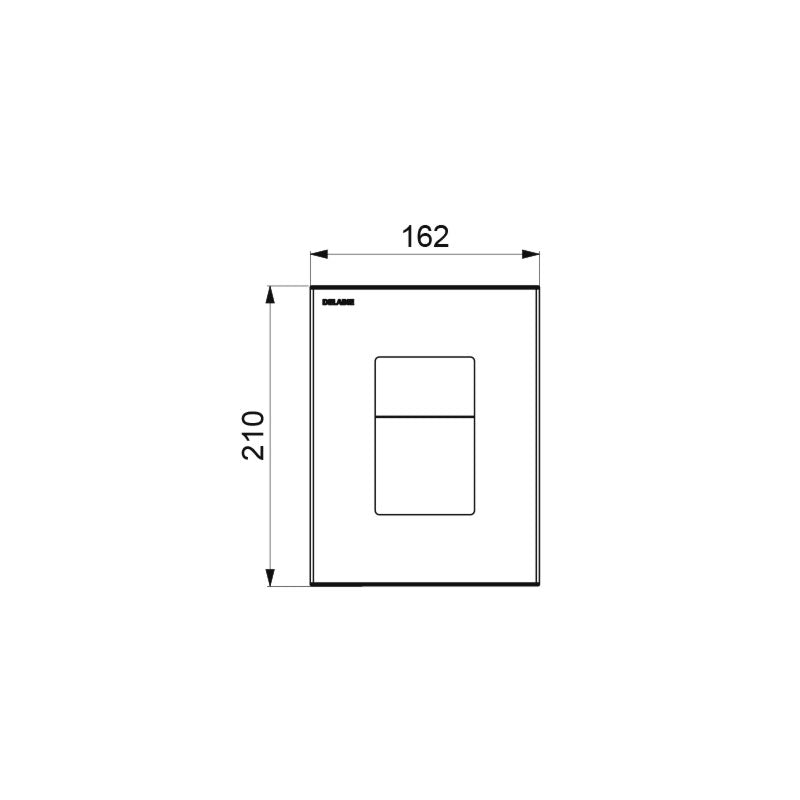 Delabie TEMPOFLUX 3 zelfsluitende toiletspoeler bedieningsplaat 3/6 liter rechthoekig RVS mat - maattekening