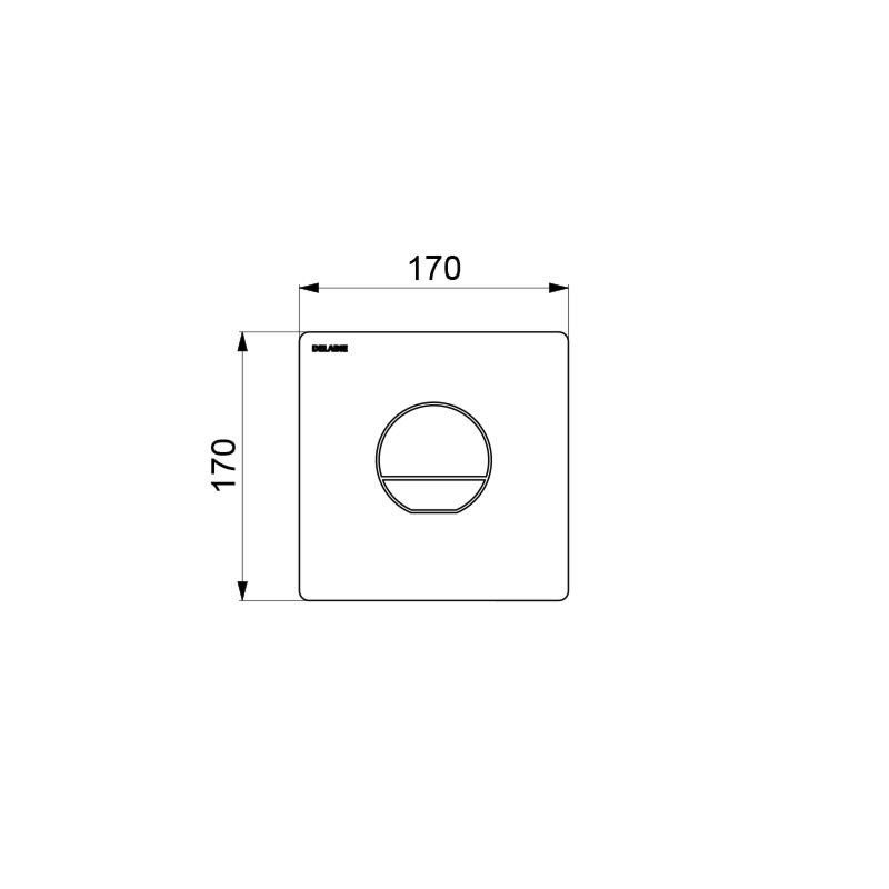 Delabie TEMPOFLUX 3 zelfsluitende toiletspoeler bedieningsplaat 3/6 liter rond chroom - maattekening
