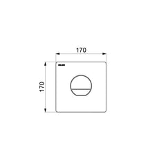 Delabie TEMPOFLUX 3 zelfsluitende toiletspoeler bedieningsplaat 3/6 liter rond chroom - maattekening