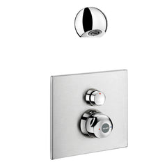 Delabie SECURITHERM combi thermostaische zelfsluitende (30 sec.) inbouw douchekraan afbouwdeel en hoofddouche Chroom