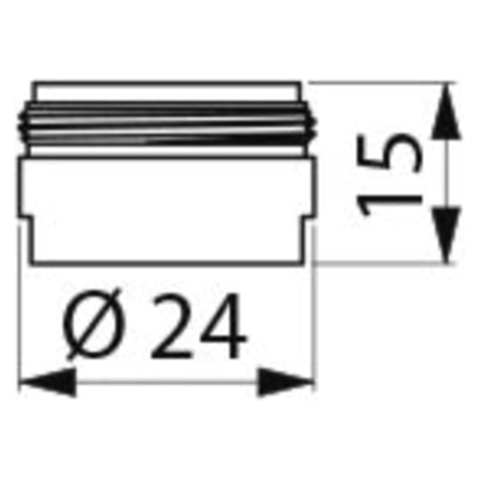 Delabie Stervormige straalbreker M24x100 zonder rooster (2 stuks) - maattekening
