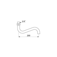 Delabie Draaibare onderuitloop in S-vorm Ø22 L.200 met moer 3/4