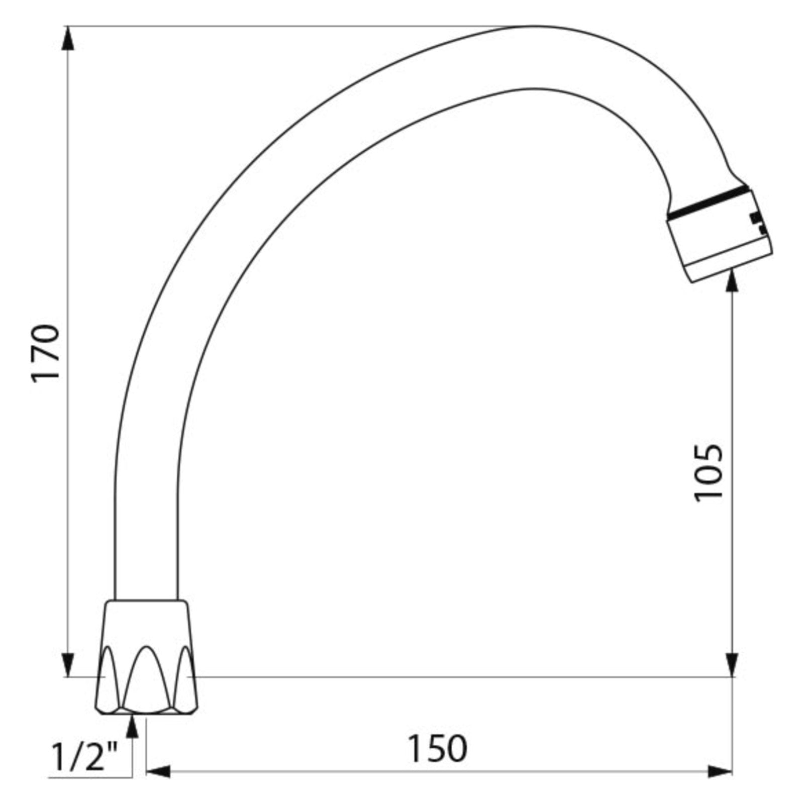 Delabie Universele zwanenhalsuitloop F1/2