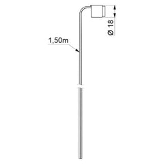 Delabie Sensor met kabel 1,50 m voor BINOPTIC en TEMPOMATIC 2 - maattekening