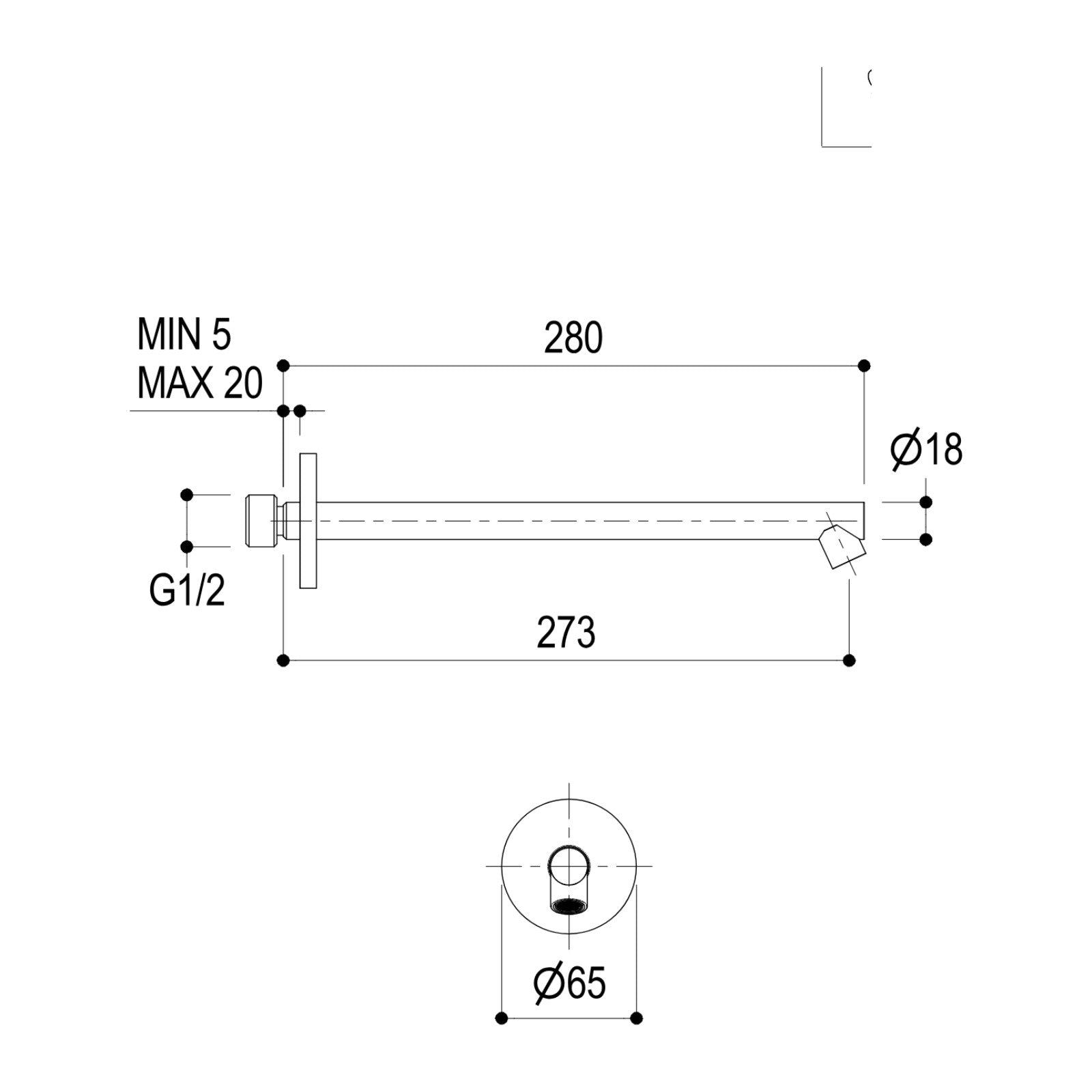 Maattekening Ritmonio wanduitloop E0BA0157H5 273mm